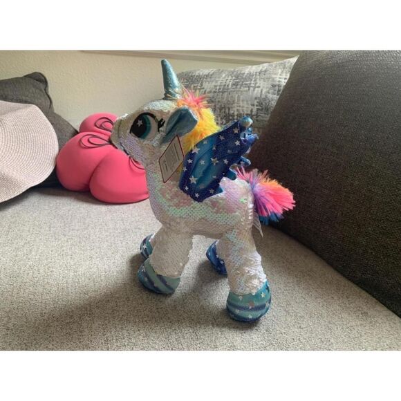 Athoinsu Flip Sequin Unicorn Stuffed Animal Plush Sparkle Toy with Reversible G - Picture 9 of 9